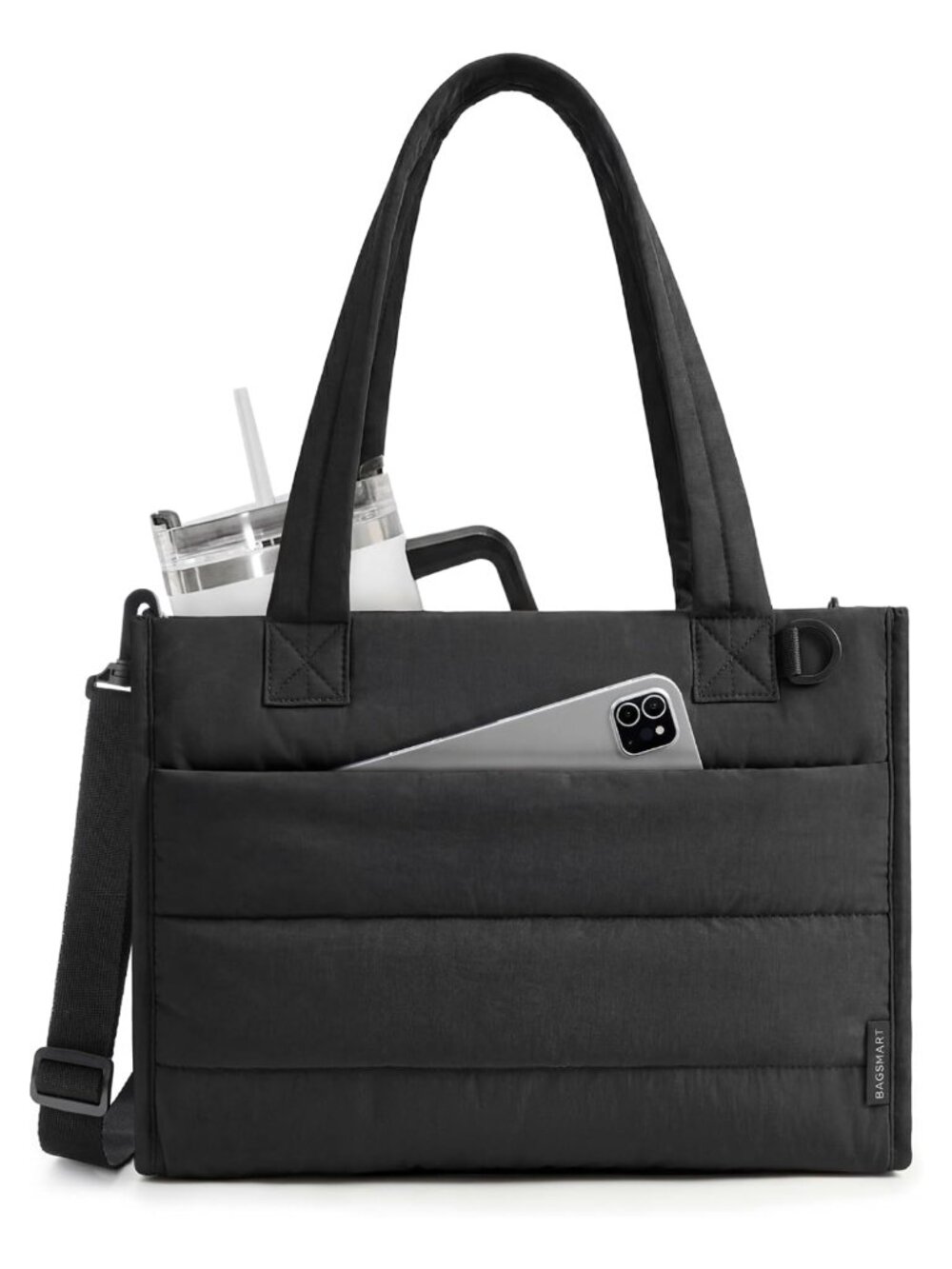 Quilted Puffer Tote Bag Zippered Crossbody Work Travel Lightweight